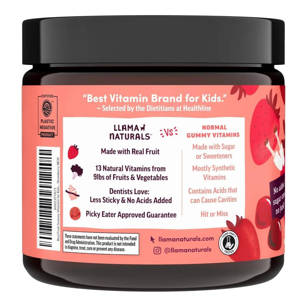 Llama Naturals Kids Multivitamin Gummies | Real Fruit, No Added Sugar Cane | Organic Vegan Toddler Whole Food Vitamins | Vitamin D, C & Beta Carotene Gummy Supplement Llama Naturals Au supplements