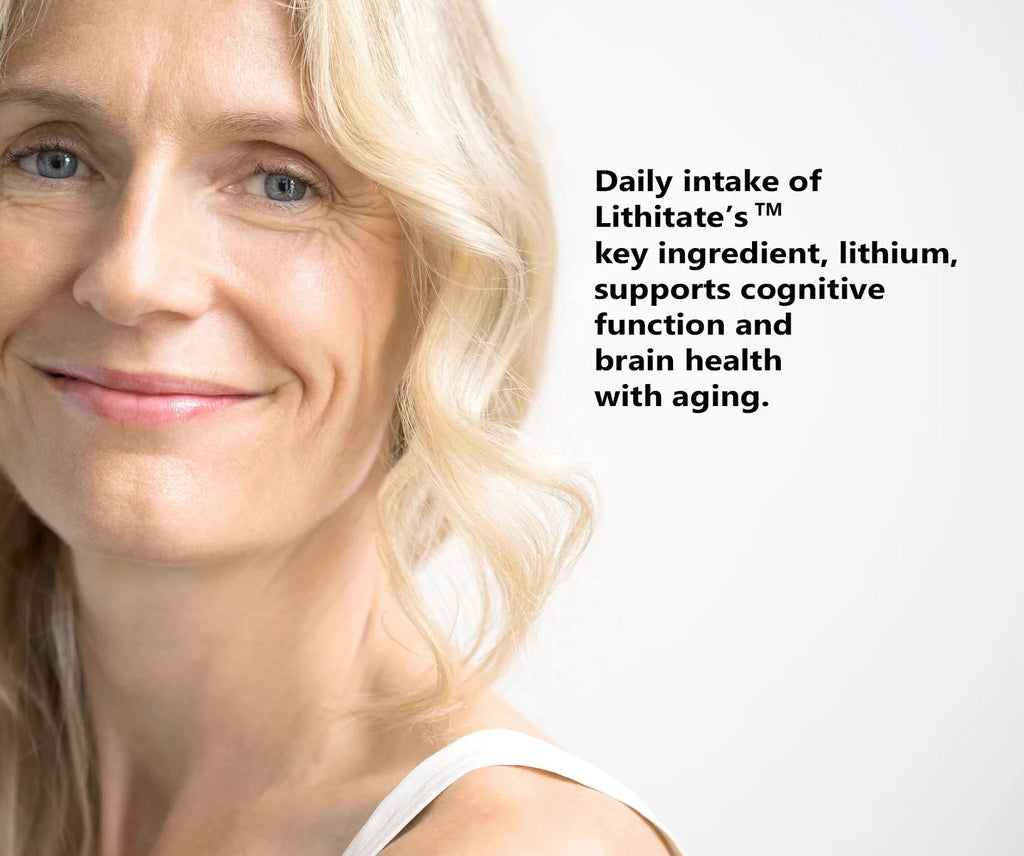 lithitate Lithium Aspartate 10mg | Supports Cognitive Function & Brain Health with Aging | NSF Certified | Promotes Mental Clarity, Healthy Mood & Longevity
