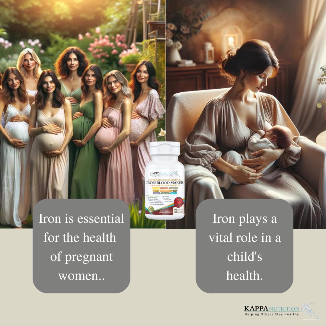 KAPPA NUTRITION Iron 26mg, Vitamin C & Orange 150mg, Folate 667mcg DFE, Vitamin B12, Beetroot, Brewers Yeast, Broccoli & MCT Oil