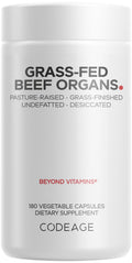 Codeage Grass Fed Beef Organs Supplement – Glandulars Supplements - Freeze Dried, Non-Defatted, Desiccated Liver, Heart, Kidney, Pancreas & Spleen Bovine Pills – Beef Vitamins - Non-GMO -180 Capsules Codeage Au supplements