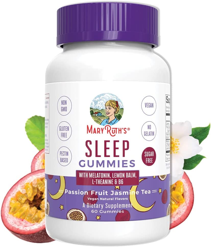MaryRuth Organics Melatonin 5mg Sleep Gummy with L-Theanine | Lemon Balm | Vitamin B6 | Sugar-Free | Relaxation | Vegan | Non-GMO | Gluten Free | 60 Count MARYRUTH'S Au supplements