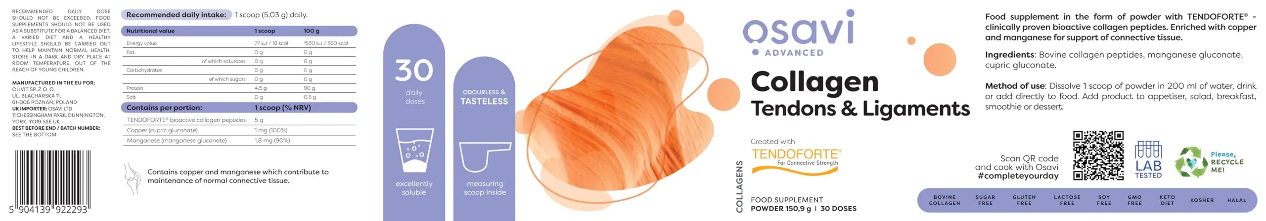 Osavi Collagen Peptides - Tendons & Ligaments - 150g OSAVI Au supplements