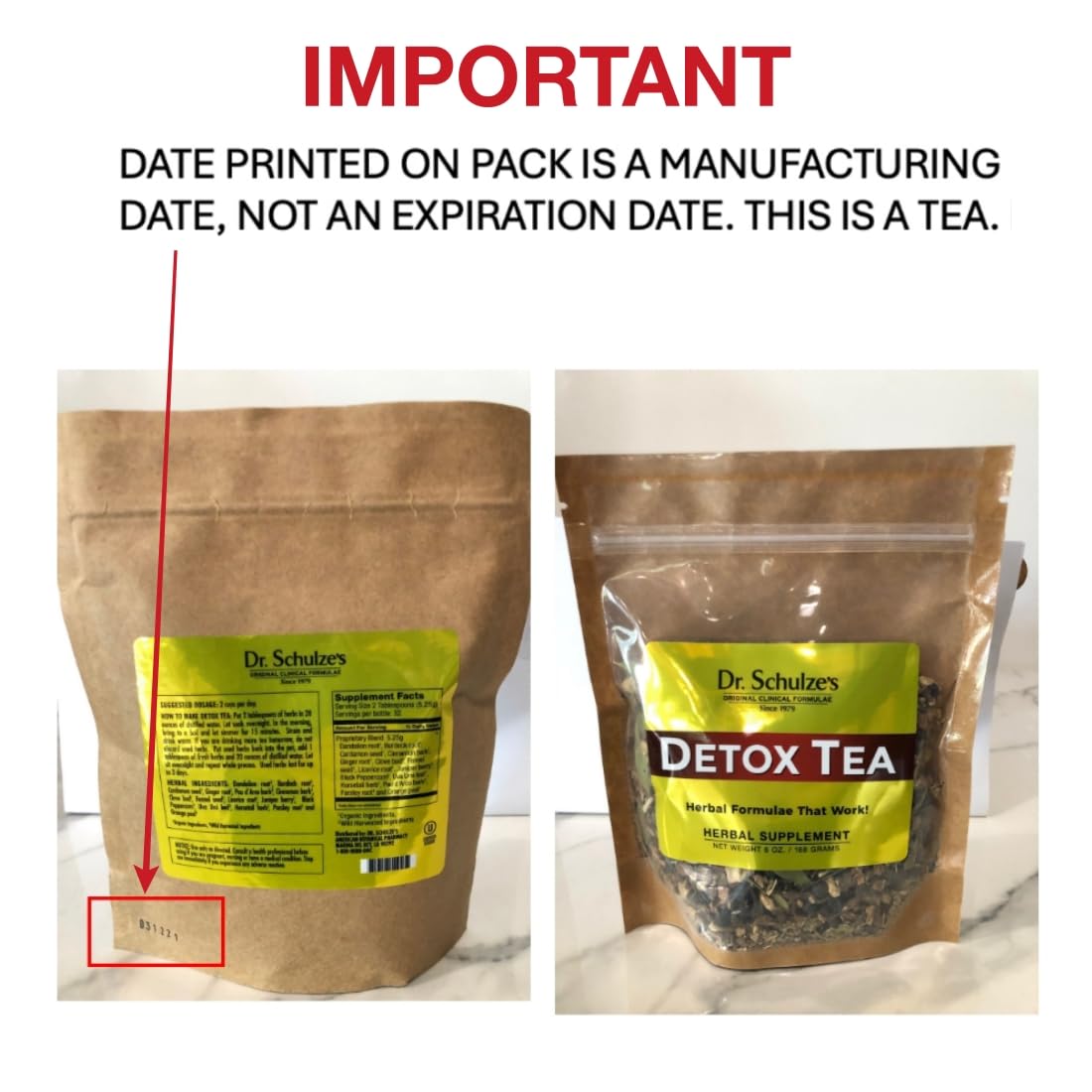 Dr. Schulze’s | Detox Tea | All Purpose Herbal Tonic | Powerful Digestive Stimulant | Dietary Supplement | Ultimate Liver Cleanse | Helps Eliminate Gas & Indigestion | Release Toxins | 6 Oz. Pack Dr. Schulze's Au supplements