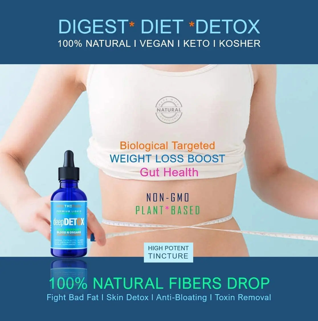 DeepDetox 2oz. Plant-Based Colon Intestinal Gut Liver Cleanse Detox Support. Purify Blood ONETHEFUEL Au supplements