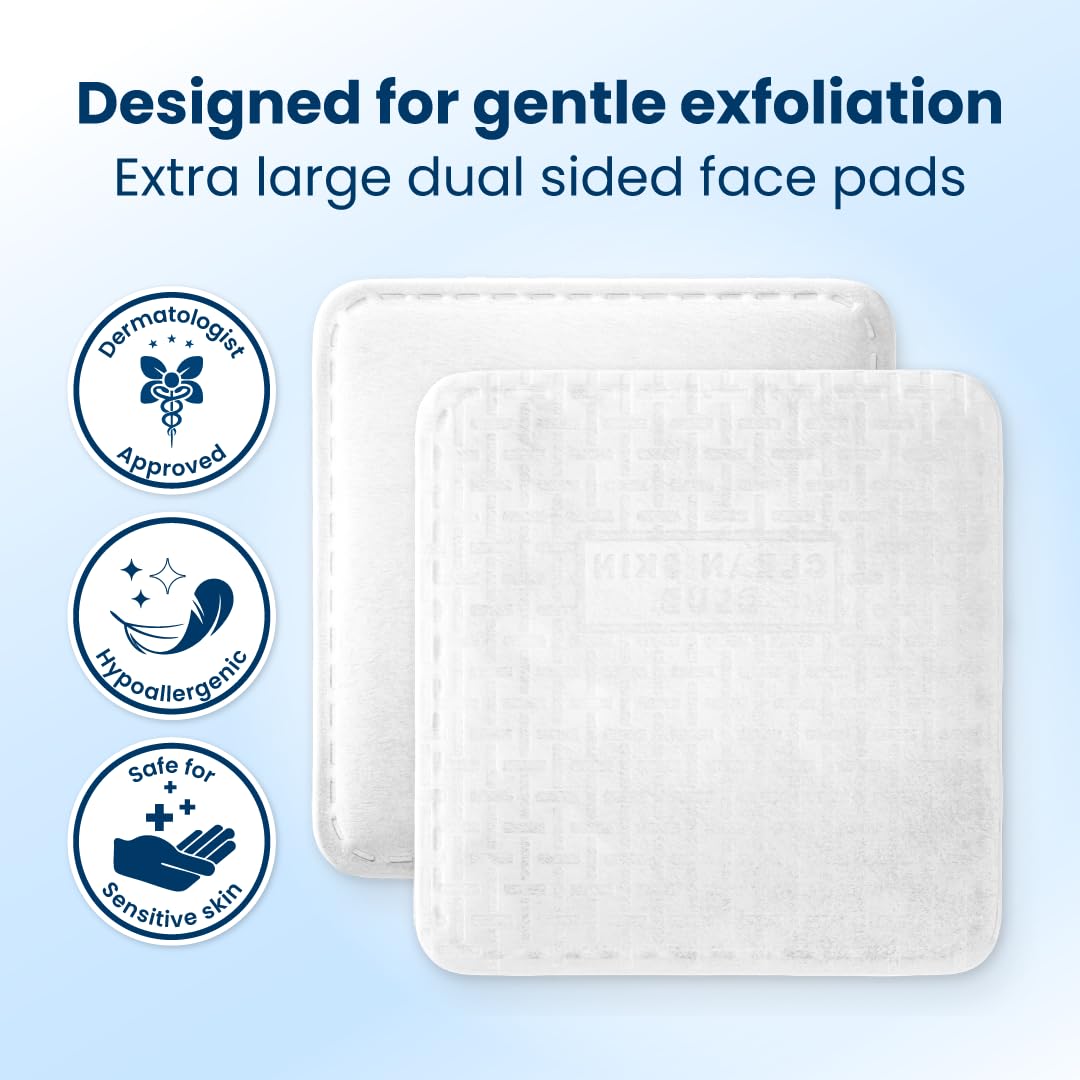 Clean Skin Club Clean² Pads 2.0 [NEW & Improved Edges] Guaranteed Not to Shed & Tear, Unique Triple Layers, Textured Side & Ultra Soft Side