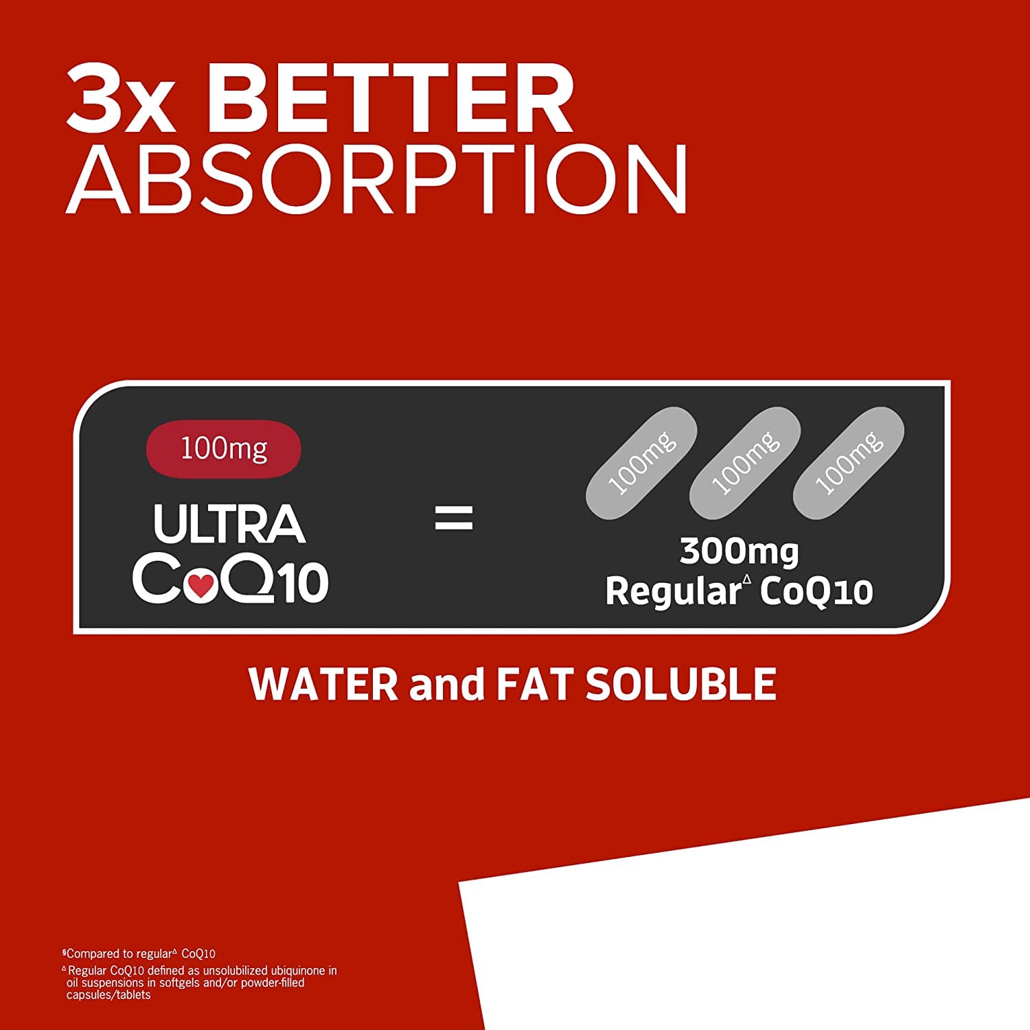 Qunol Ultra CoQ10 100mg, 3x Better Absorption, Patented Water and Fat Soluble Natural Supplement Form of Coenzyme Q10