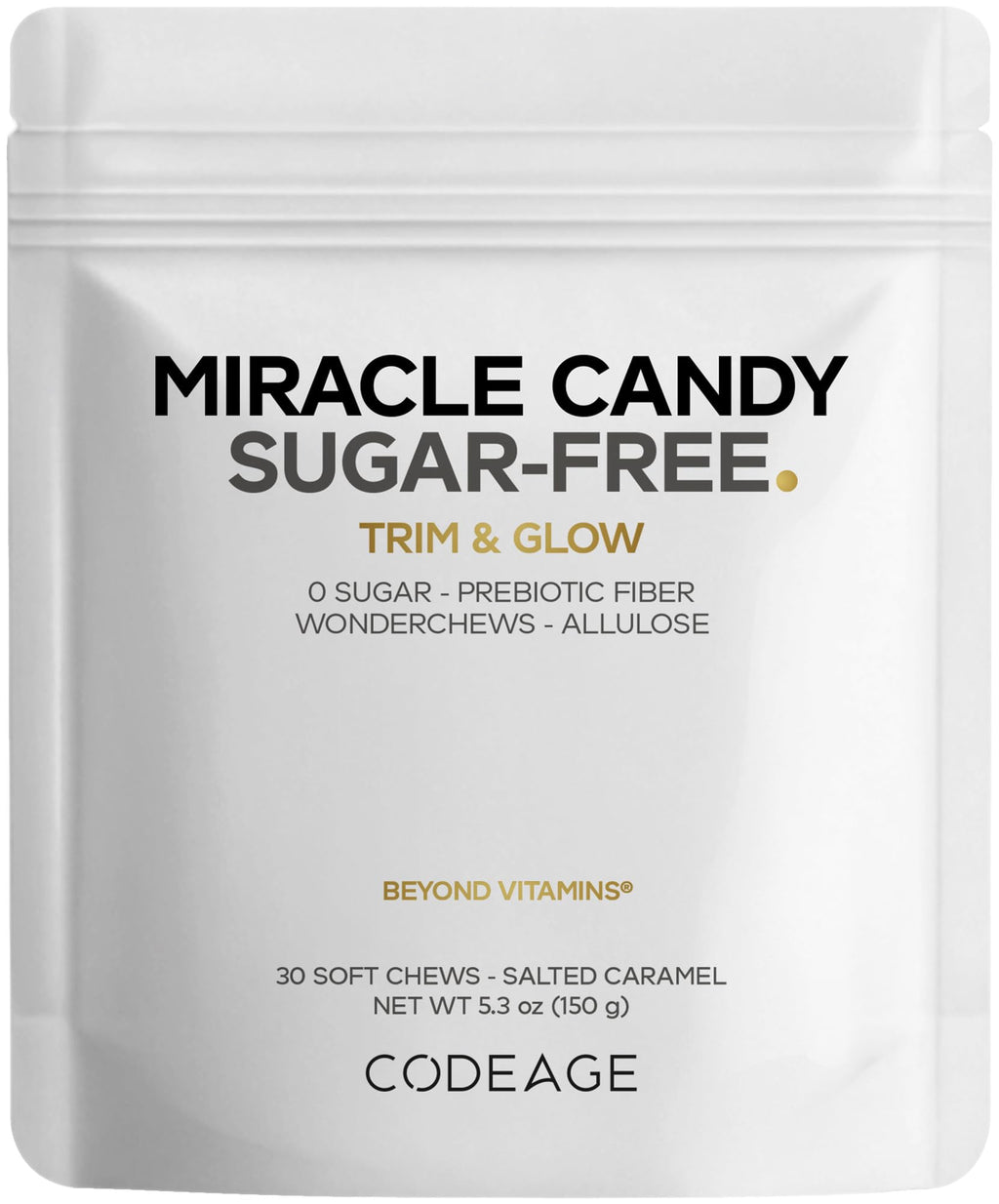 Codeage Miracle Candy Sugar-Free Candies, Salted Caramel Flavor Soft Chews – Allulose, Prebiotic Fiber – Low-Calorie Wonderchews – 0g Sugar Soft Chews - 30 Count Codeage Au supplements