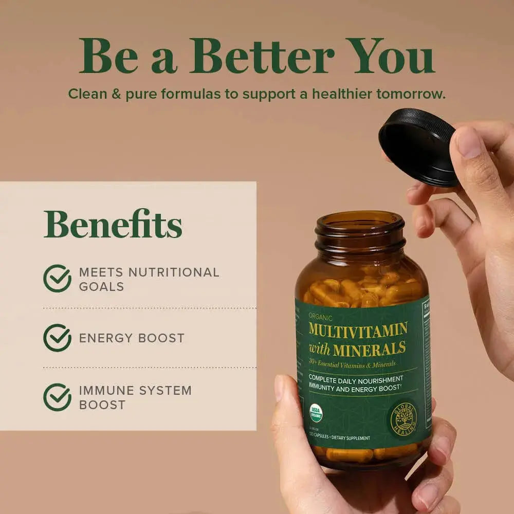 Global Healing Center - USDA Organic Multivitamin for Women & Men - Vitamins Include A, C, D, & More for Your Overall Health & Wellness Needs Global Healing Center Au supplements