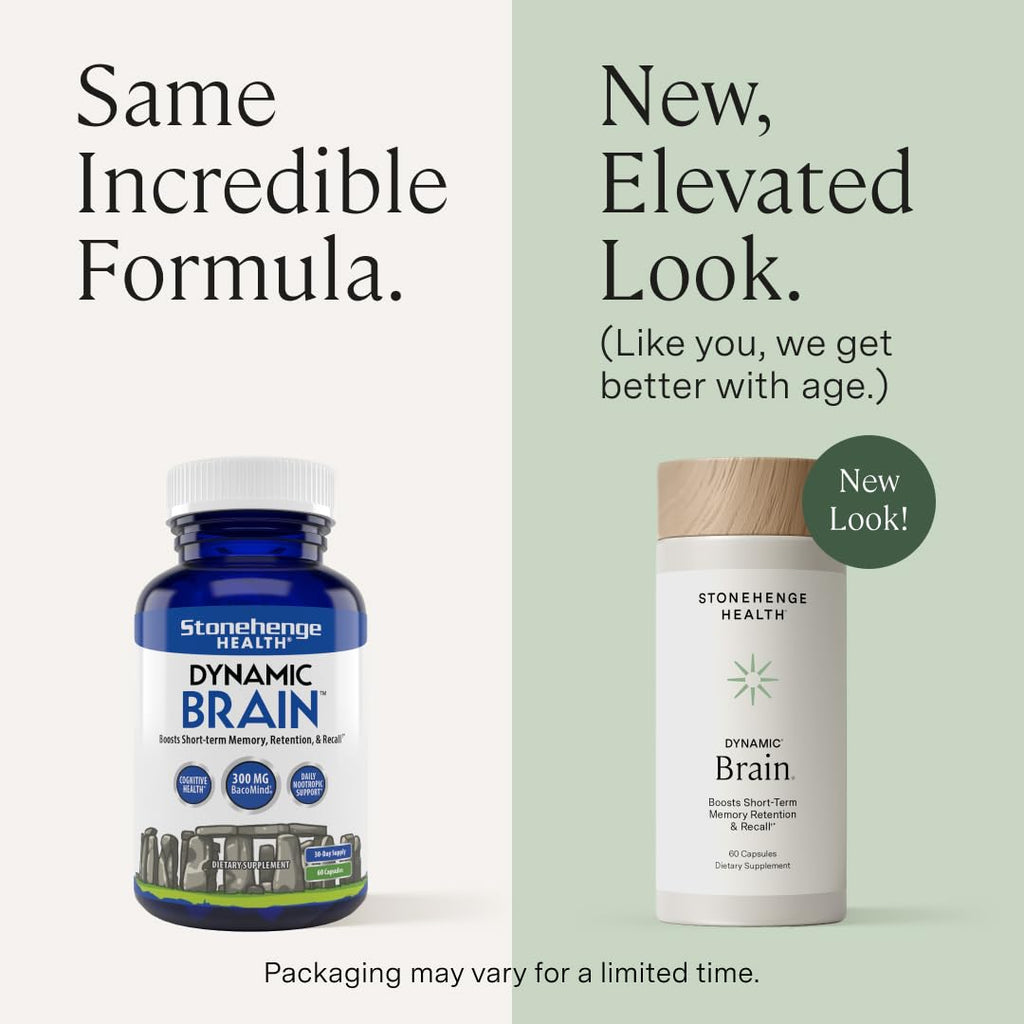 Stonehenge Health Dynamic Brain – BacoMind® Bacopa Nootropic Formula – Memory, Recall & Retention, Phosphatidylserine, Huperzine A, DHA & Choline – 40 Brain-Boosting Ingredients – Non-GMO, 60 Caps Stonehenge Health Au supplements