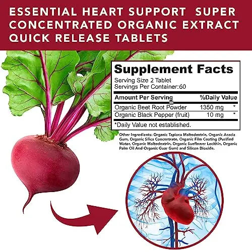 USDA Plant.O Premium Organic Beet Root Tablets [1350mg Beets Powder] with Black Pepper PLANT.O NUTRITION Au supplements