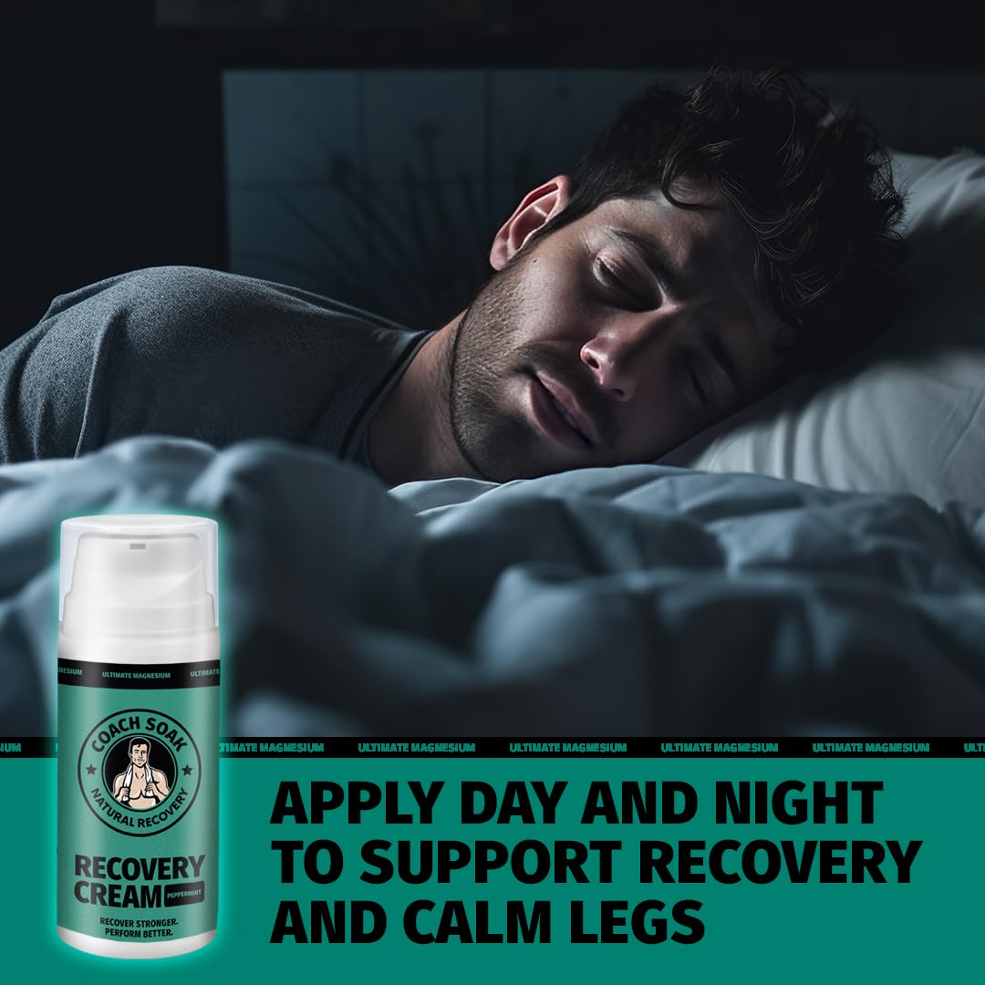 Coach Soak Magnesium Cream with MSM in Pump Bottle - Natural Recovery Cream with Magnesium Chloride & Menthol - Fast-Absorbing for Muscles & Joints, Cooling Menthol, 3.4oz Coach Soak Au supplements