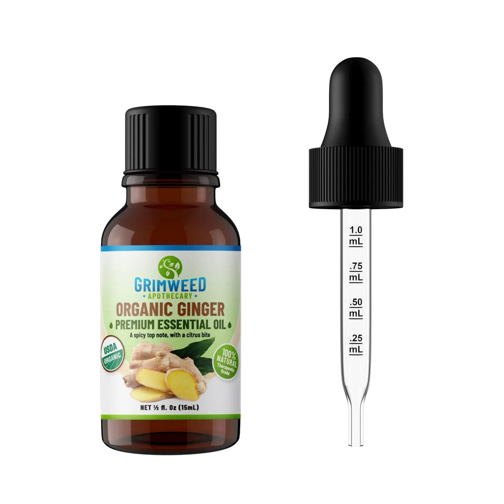 USDA Organic Ginger Essential Oil – Therapeutic Grade- Diffuser Oil - 100% All Natural - with Glass Dropper Grimweed Apothecary Au supplements