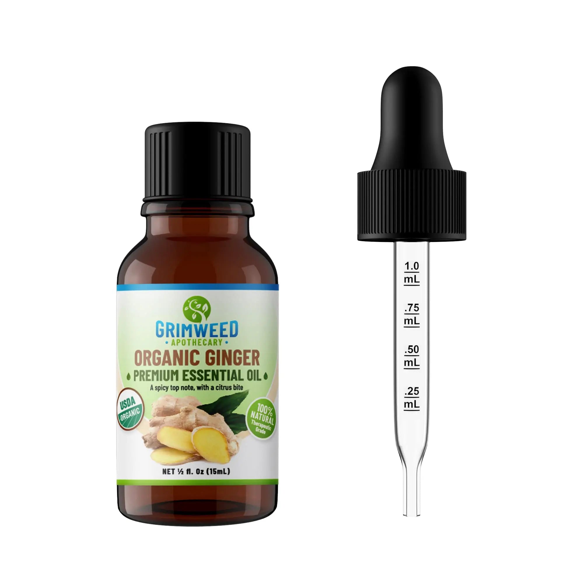 USDA Organic Ginger Essential Oil – Therapeutic Grade- Diffuser Oil - 100% All Natural - with Glass Dropper Grimweed Apothecary Au supplements