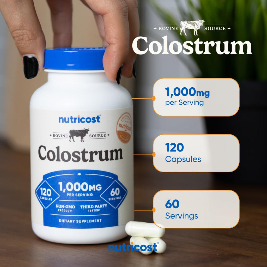 Nutricost Colostrum 1000mg, 120 Capsules - Gluten Free & GMO Free, 60 Servings