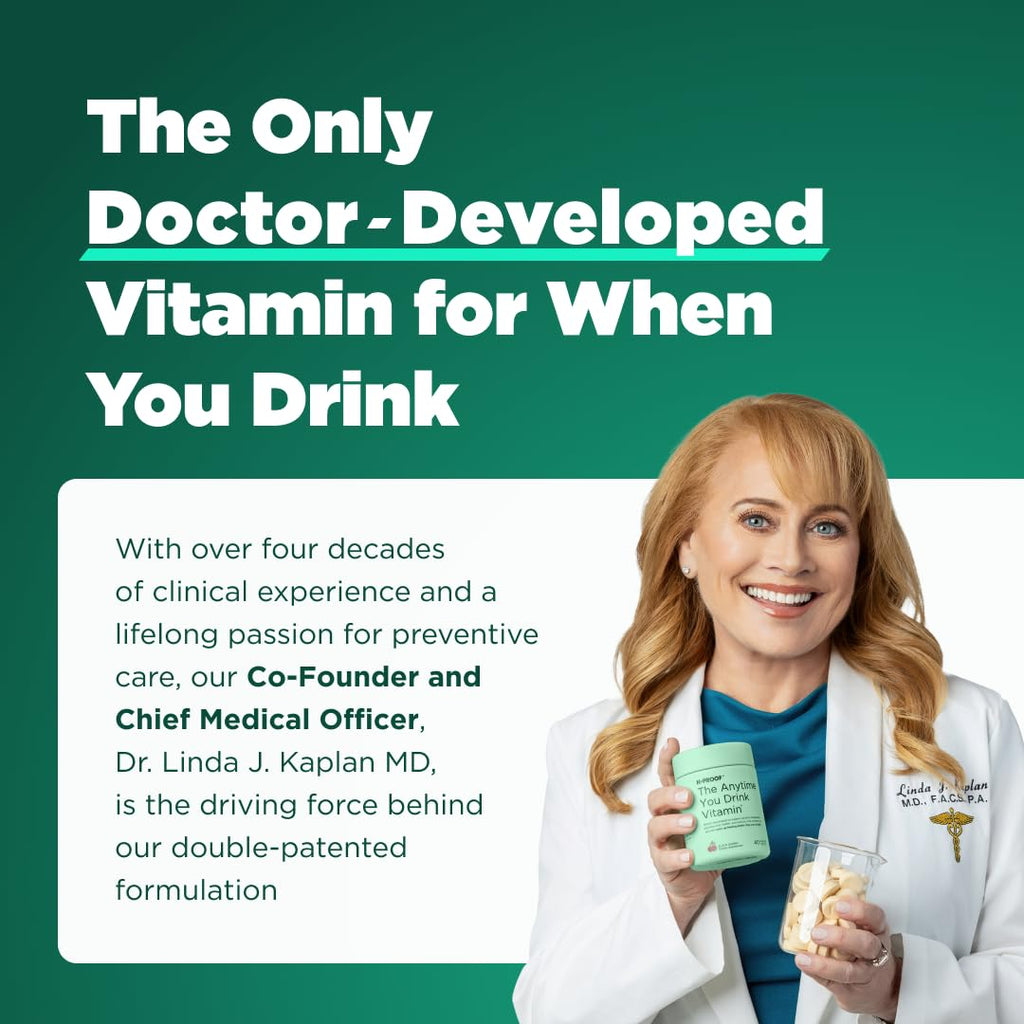 H-PROOF The Anytime You Drink Vitamin, Liver Health & Immunity Support with Electrolytes, Milk Thistle, and Vitamins B & C - 40 Chewable Tablets