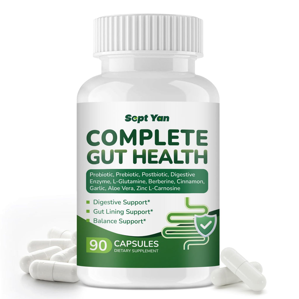 SEPT YAN Gut Health Supplement with Prebiotics, Postbiotics & Probiotics for Digestive Health for Women & Men, 80 Billion CFU Probiotics for Gut and Digestion