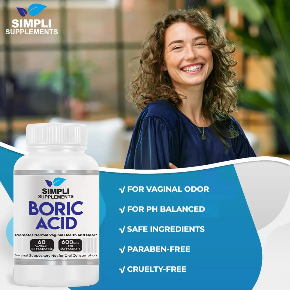 Simpli Supplements 60 Boric Acid Suppositories - Modern Support & Ancient Remedy - Scientifically Simpli Supplements Au supplements