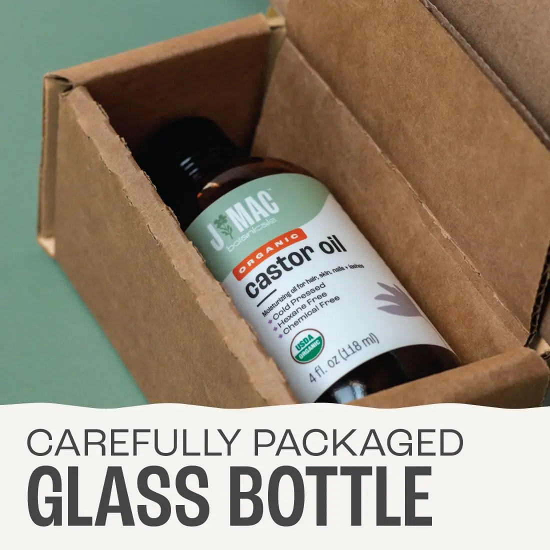 J MAC BOTANICALS Organic Castor Oil Cold Pressed (Glass Bottle, 4 oz ) J MAC BOTANICALS Au supplements