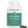 Real Mushrooms 5 Defenders - Adaptogenic Mushrooms Complex with Chaga, Reishi, Turkey Tail, Maitake & Shiitake for Wellness Support