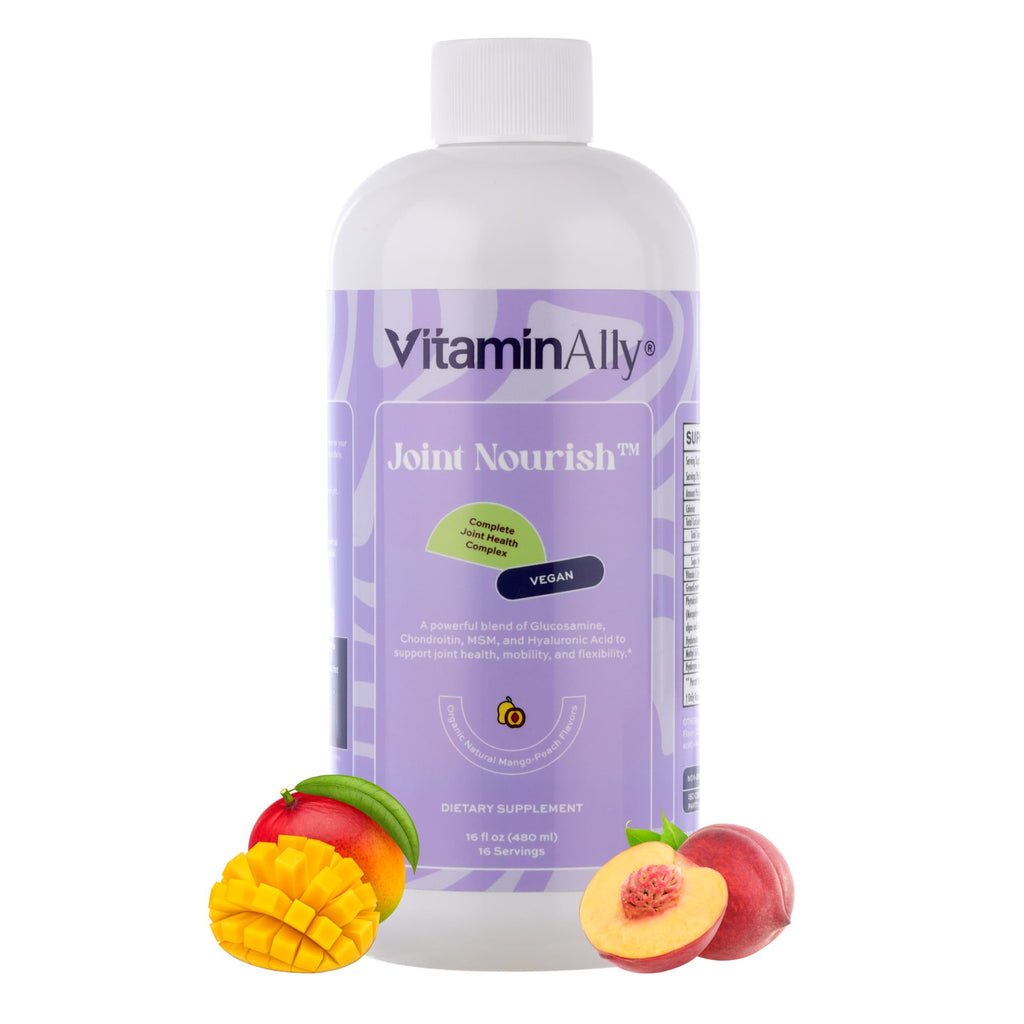 Joint Nourish – 100% Vegan Liquid Joint Supplement | Vegan Glucosamine, Chondroitin, MSM, Hyaluronic Acid & Vitamin C | Mango-Peach | Supports Joint Mobility, Cartilage & Skin | Sugar-Free,16 Servings Vitaminally Au supplements