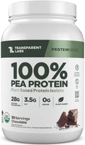 Transparent Labs 100% Pea Protein Powder - 28g Organic Plant Protein per Serving, Clean Pea Isolate Powder, USDA Organic, Vegan, Gluten-Free, Sugar-Free, Non-GMO - 30 Servings, Chocolate
