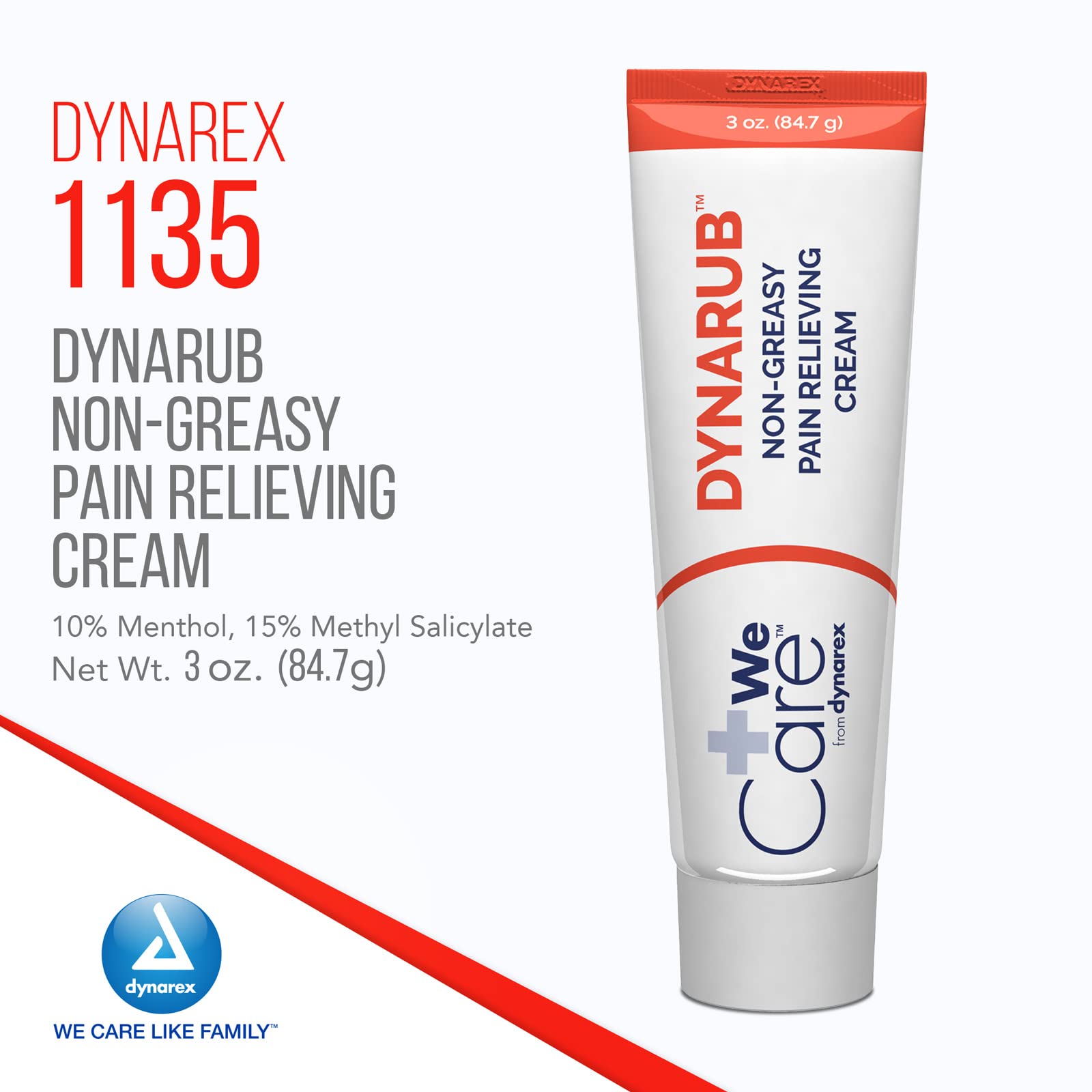 Dynarex DynaRub Cream - Mentholated Topical Muscle Pain Relief Cream - 10% Menthol, 15% Methyl Salicylate - Helps Soothe Joint Swelling & Soreness - Cooling, Non-Greasy Formula - 3oz, 1 Tube Dynarex Au supplements