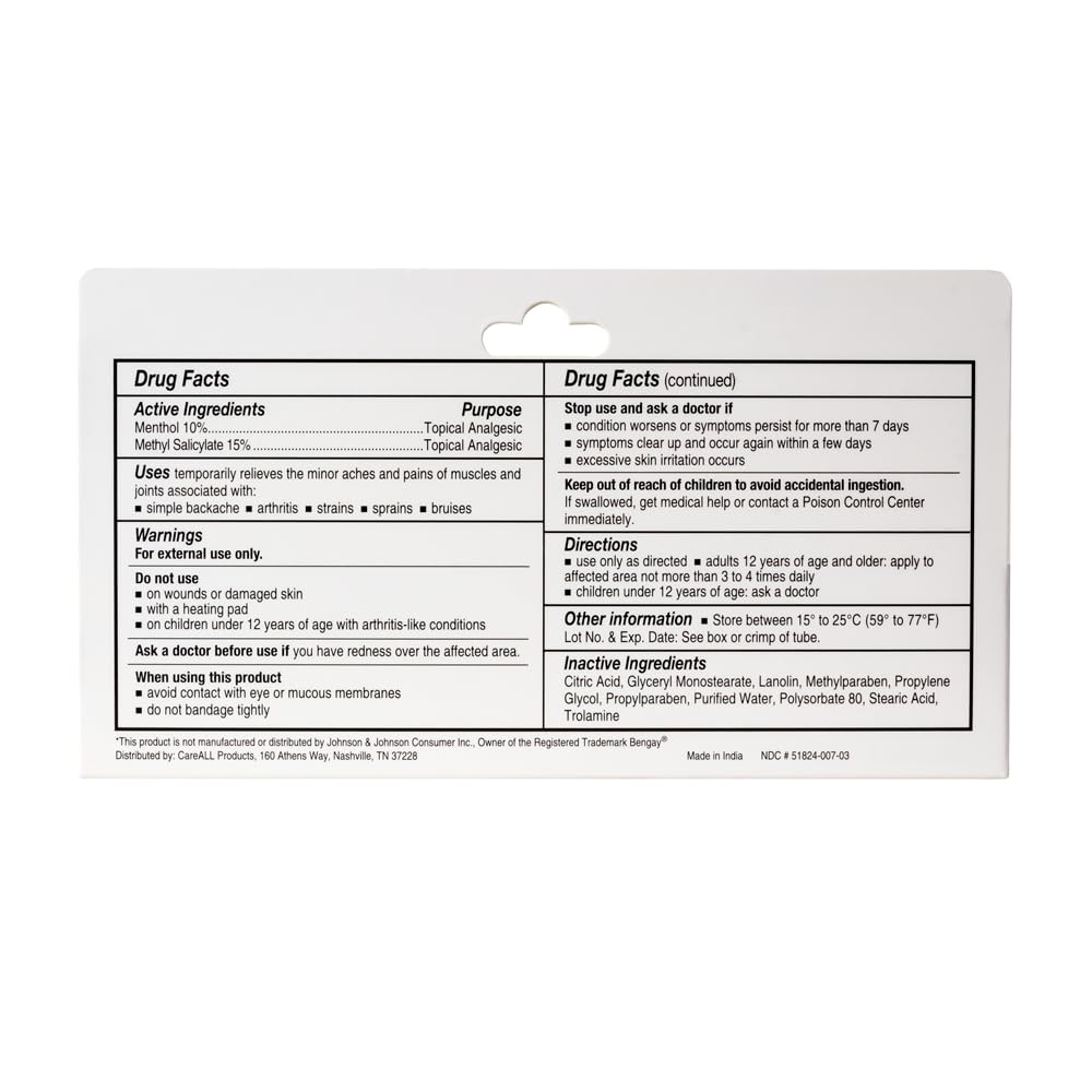 CareAll Muscle Rub Non-Greasy Cream 3.0 oz. Ultra Strength. Relief from Minor Aches and Pains in Muscles and Joints. 10% Menthol & 15% Methyl Salicylate CareAll Au supplements