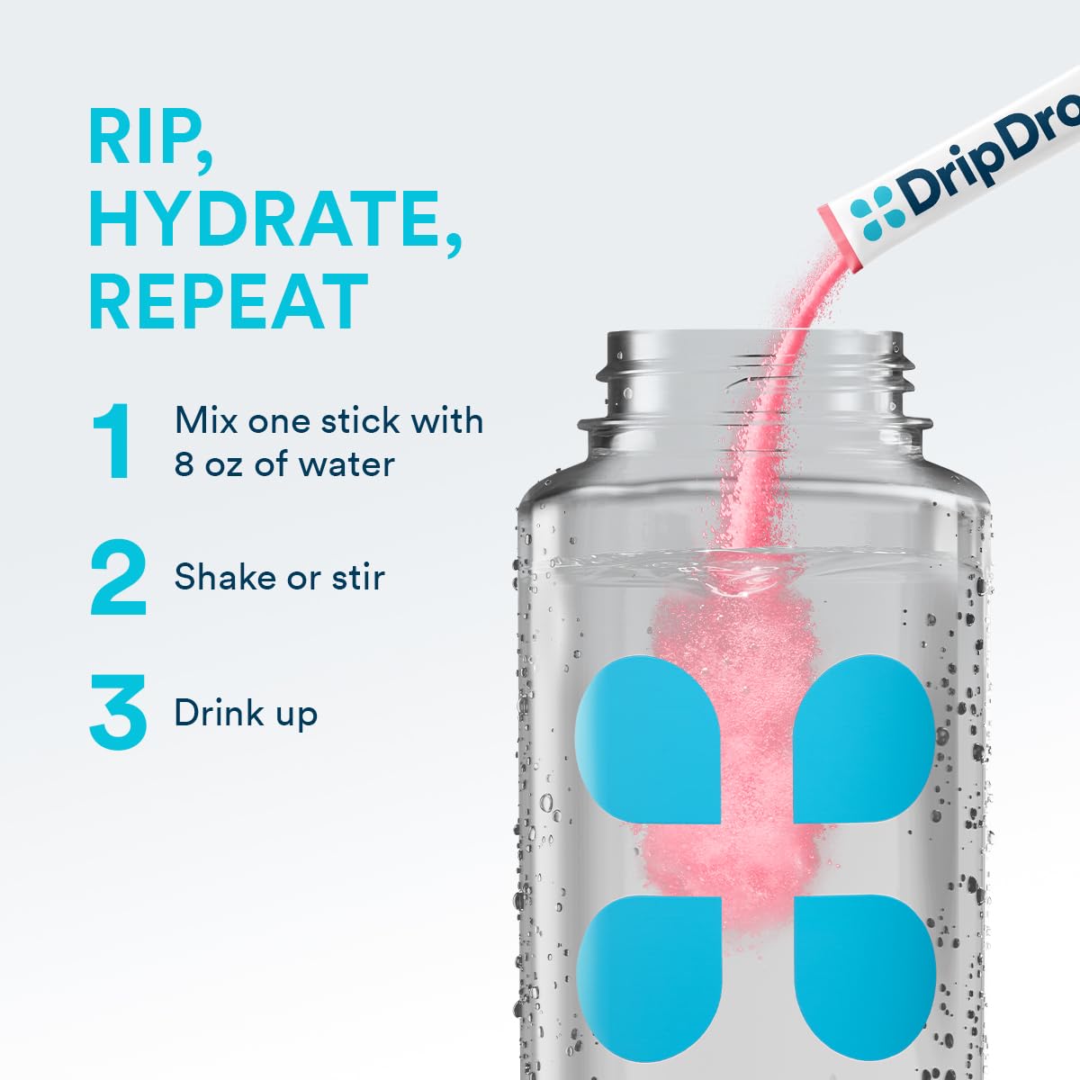 DripDrop Sugar Free Hydration Packets - Zero Classic Variety Pack - Single Serve Electrolytes Powder Drink Mix - Lemon Lime, Watermelon, Peach, Passion Fruit