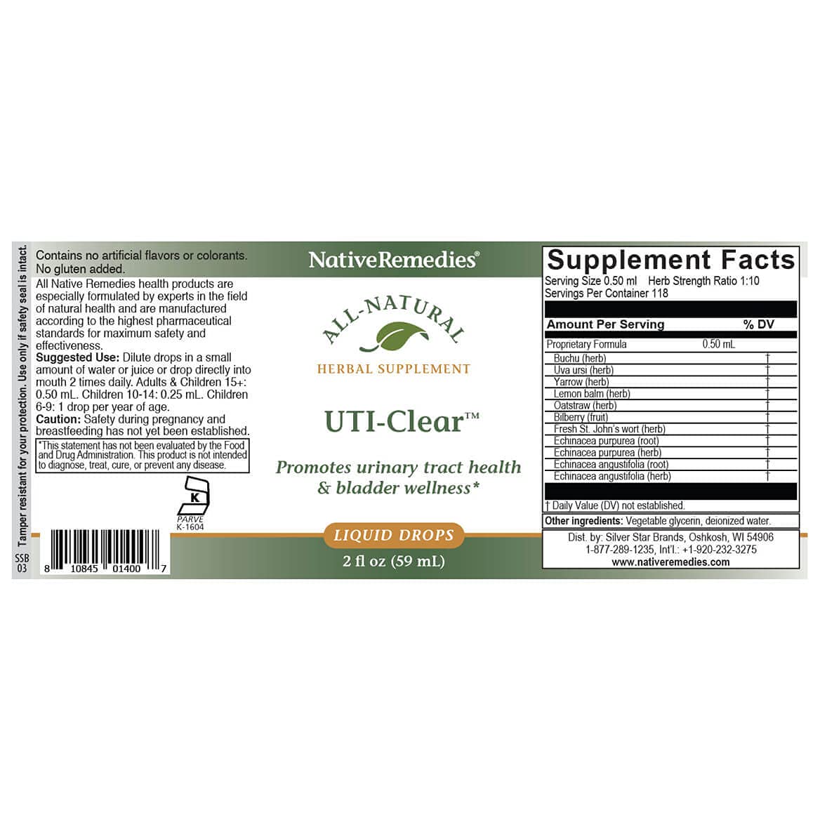 Native Remedies UTI-Clear for Urinary Tract and Bladder Health, 59 ml Native Remedies Au supplements