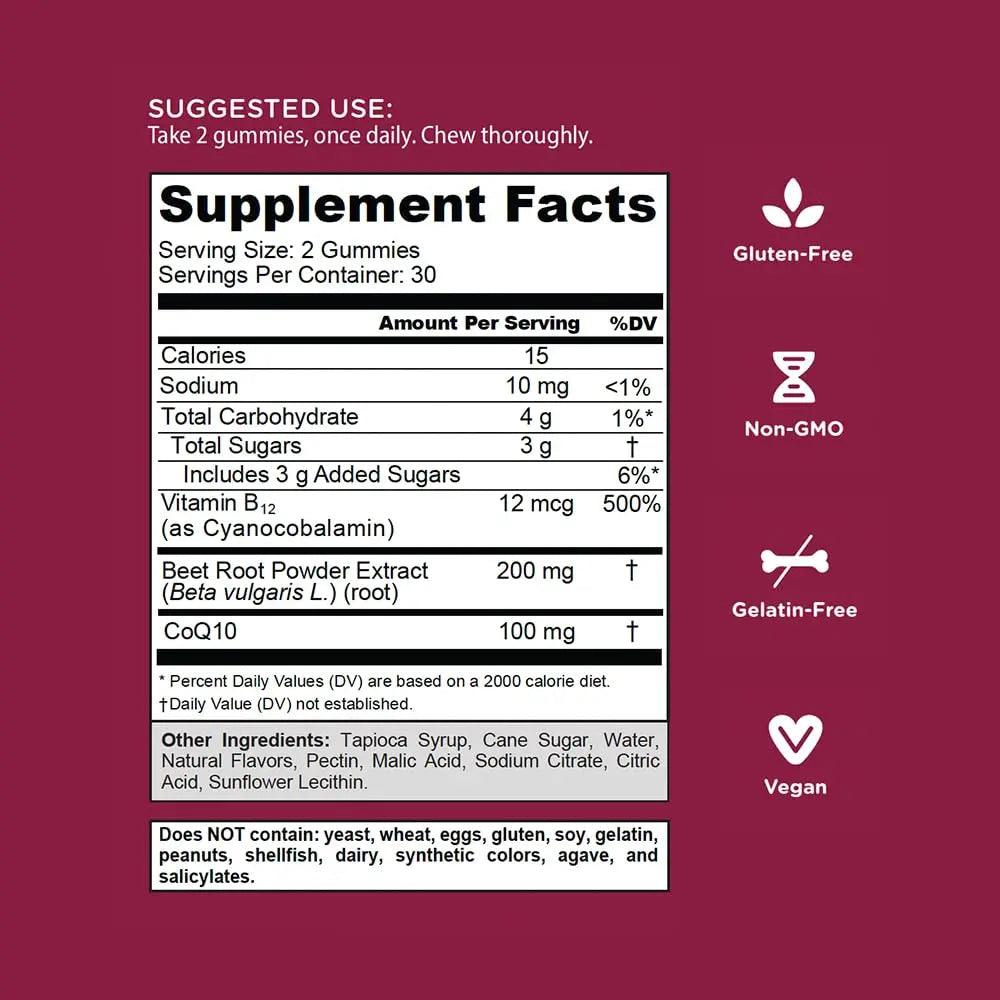 Goli Nutritional Supplement, Beets Cardio Gummy - 60 Count - CoQ10 & Beet Root Extract Goli Au supplements