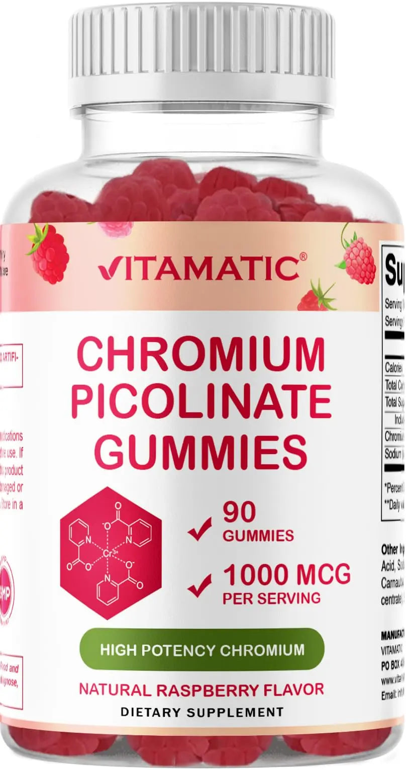 Vitamatic Chromium Picolinate 1000 mcg - 90 Gummies - High Potency Chromium Vitamatic Au supplements