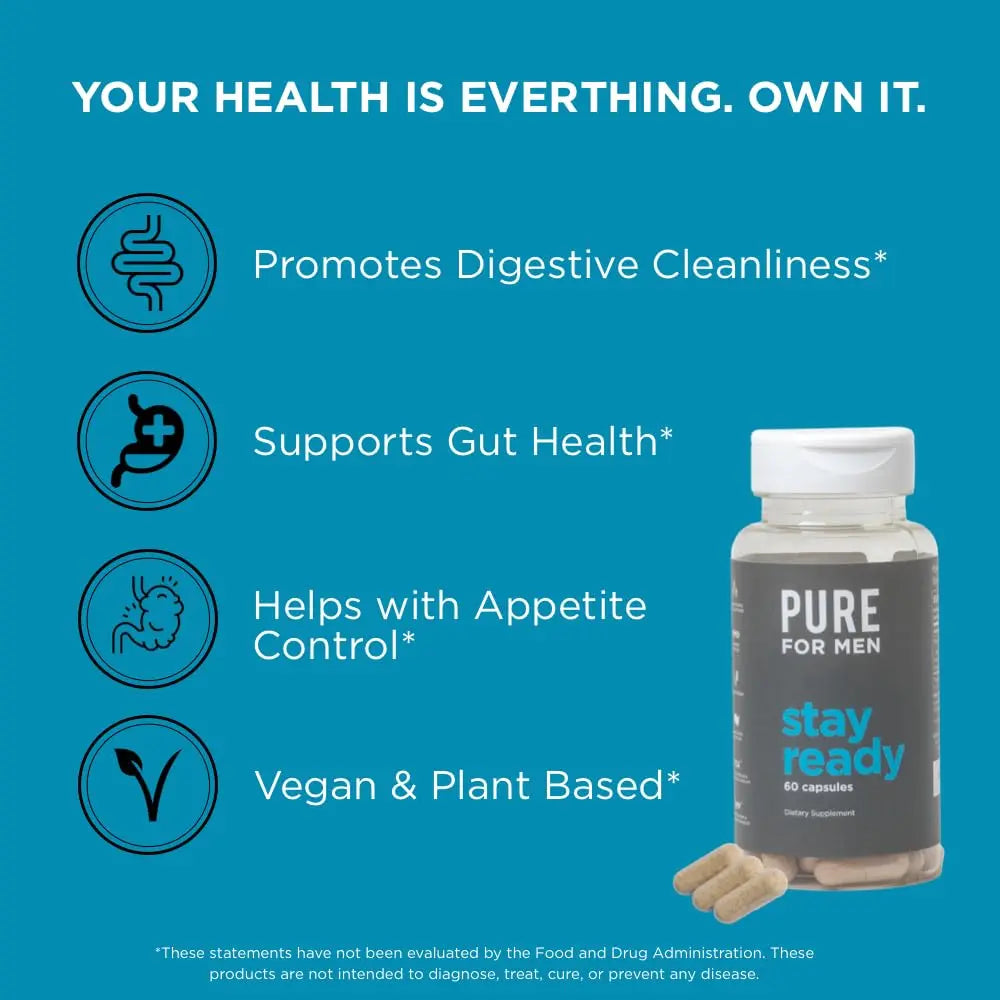 Pure for Men Original Cleanliness Stay Ready Fiber Supplement | Helps Promote Pure for Men Au supplements