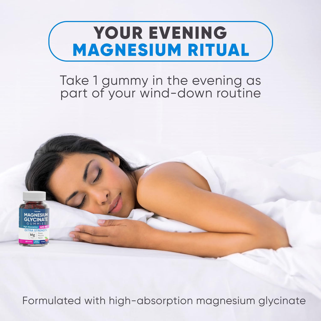 Magnesium Glycinate Gummies 400mg, High Absorption Magnesium Supplement for Women