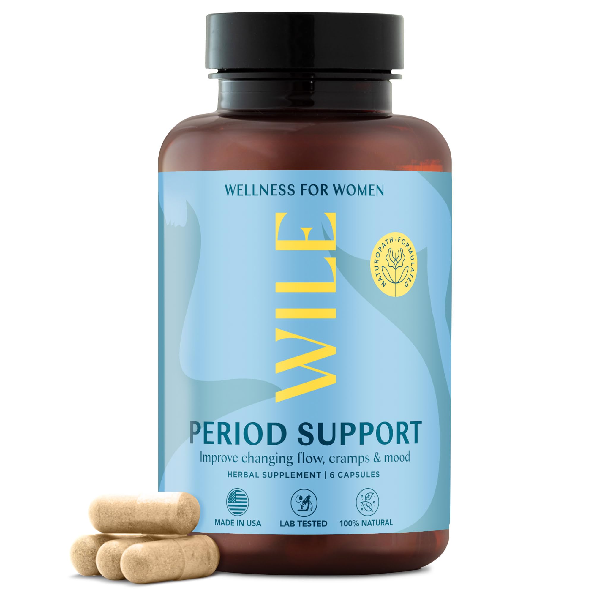 WILE Menopause and Perimenopause Supplements for Women - Menstrual Cramp, PMS and Heavy Period Relief with Dong Quai - Premenopausal Support for Hormone Balance & Improved Mood, Vegan, 30 Servings WILE Au supplements