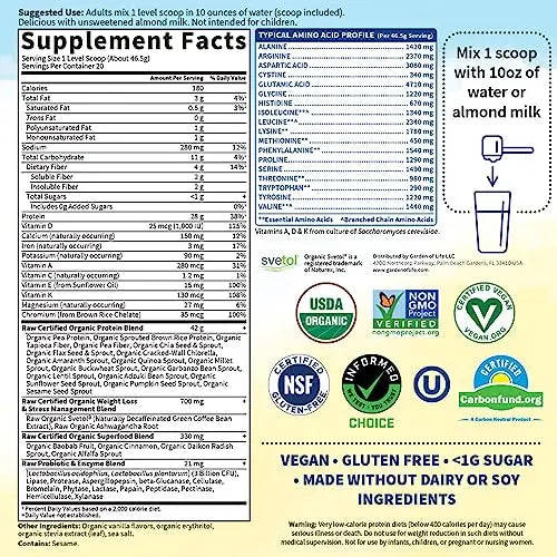 Garden of Life Raw Organic Fit Vegan Protein Powder Vanilla, 28g Plant Based Protein Garden of Life Au supplements
