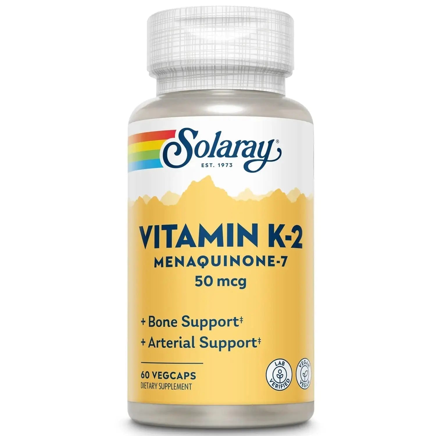 SOLARAY Vitamin K-2 as MK-7 50 mcg - Vitamin K2 MK7 Supplement for Bone Health Support, Vit K2 as Menaquinone for Women and Men - 60 Vegan Capsules SOLARAY Au supplements
