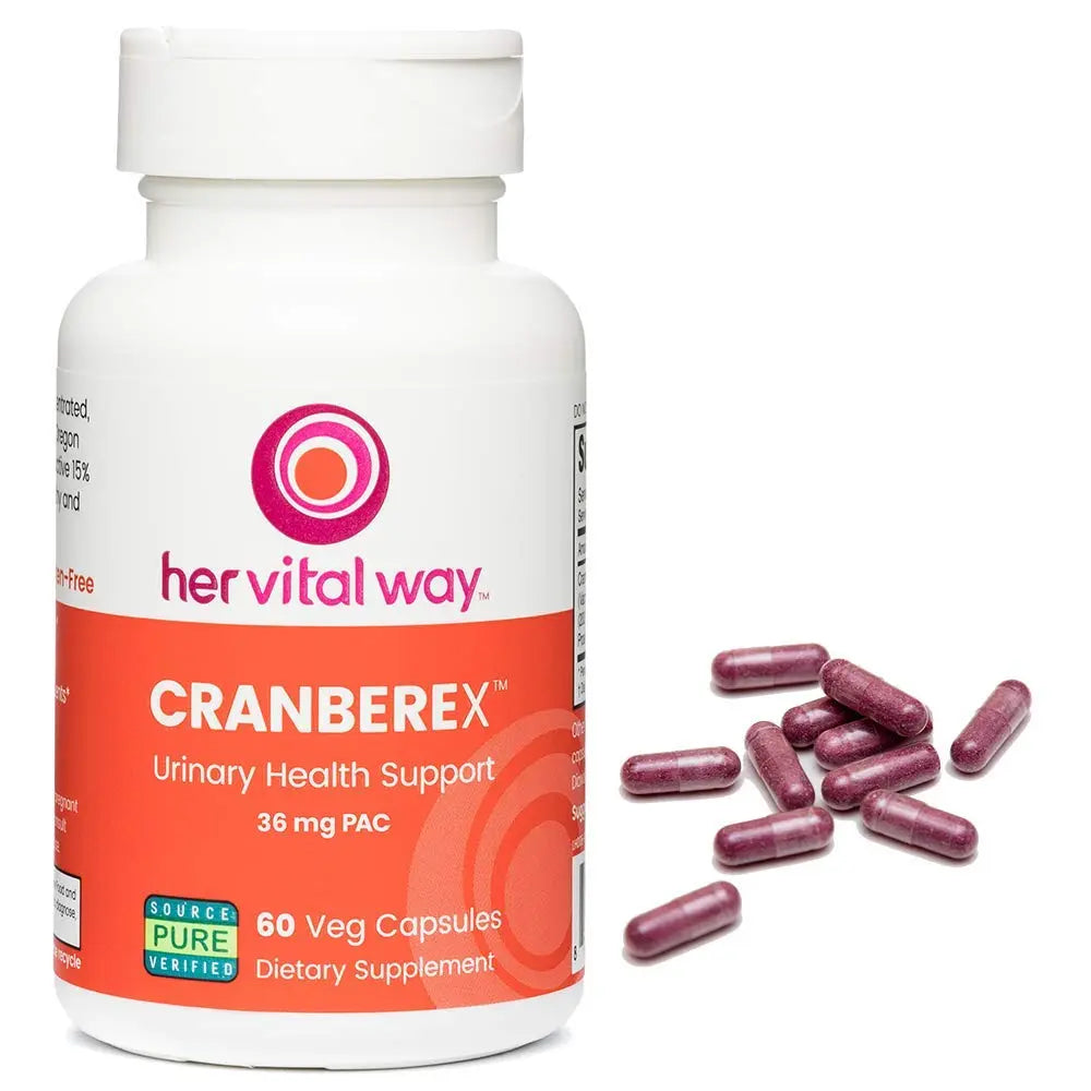 her vital way Cranberex - Cranberry Pills for Women and Men - Cranberry Supplement with 36mg PAC - Cranberry Extract Capsules for Urinary Tract Health and Kidney Care - 60 Veg Capsules her vital way Au supplements