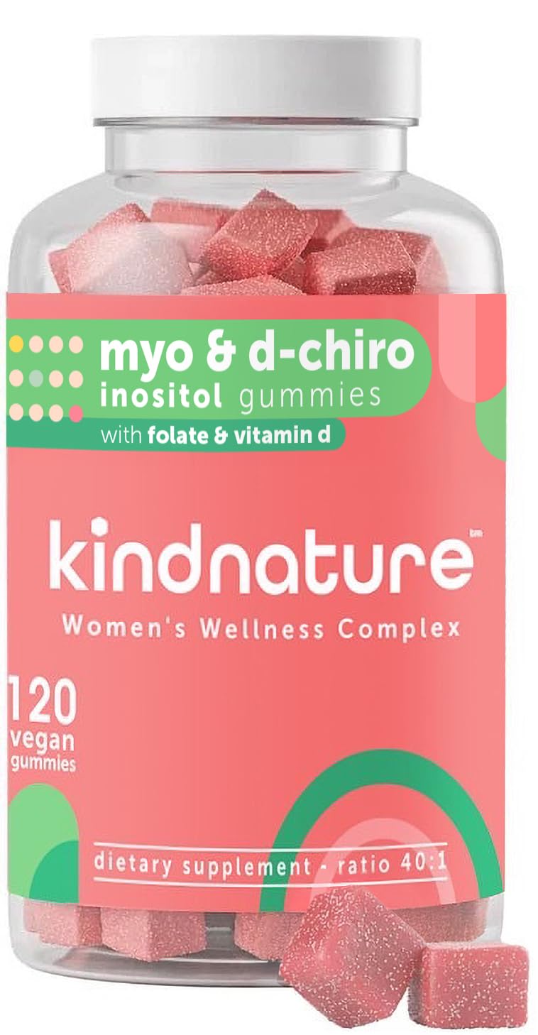 kindnature Myo-Inositol & D-Chiro Inositol Gummies for Women – 2000mg + 50mg, Ideal 40:1 Ratio – with Vitamin D & Folate – Hormone Balance Support – Vegan, Watermelon Flavor (120 Gummies) kindnature Au supplements