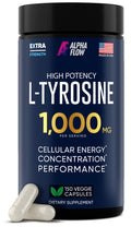 Alpha Flow L Tyrosine 1000MG Capsules - All-Natural L- Tyrosine Supplement for Focus & Energy Boost - Non-GMO & Gluten-Free
