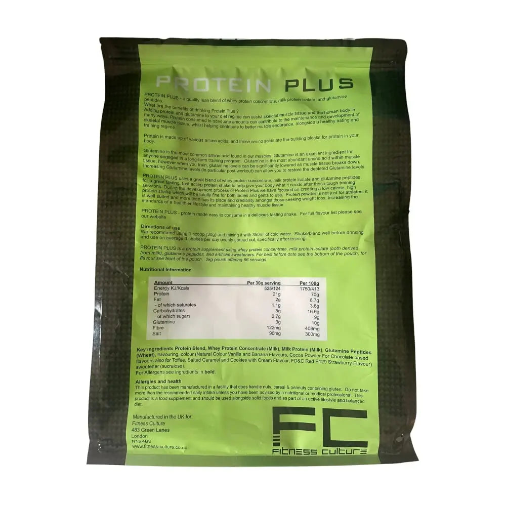 Fitness Culture Protein Plus, Whey Protein Powder with Added Glutamine, Immune and Digestive System Support Generic Au supplements