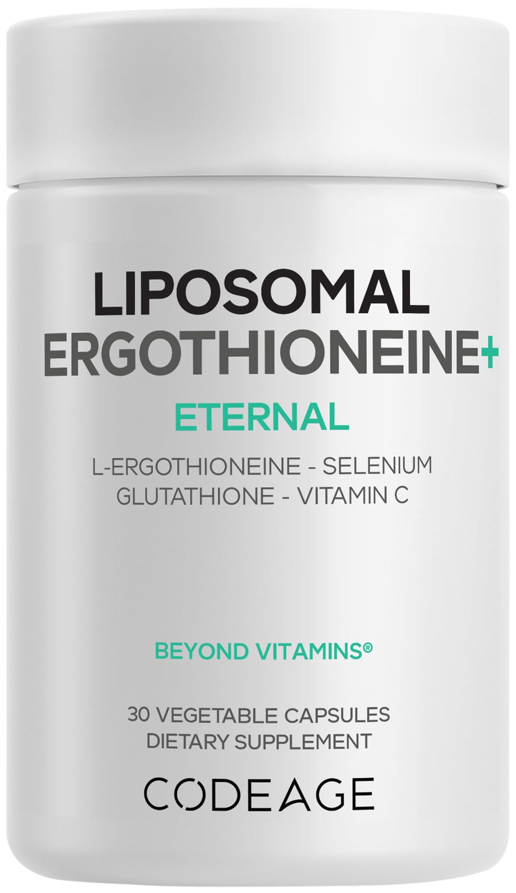 Codeage Liposomal Ergothioneine+ Supplement - L-Ergothioneine, L-Glutathione, Vitamin C, Selenium, Phospholipid Complex - Healthy Aging & Antioxidant - Vegan, Non-GMO, Soy-Free – 30 Capsules Codeage Au supplements