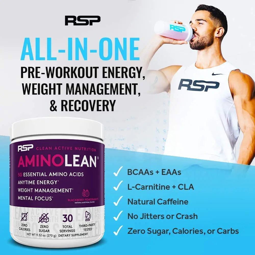 RSP NUTRITION AminoLean Pre Workout Energy (BlackBerry Pomegranate 30 Servings) RSP NUTRITION Au supplements