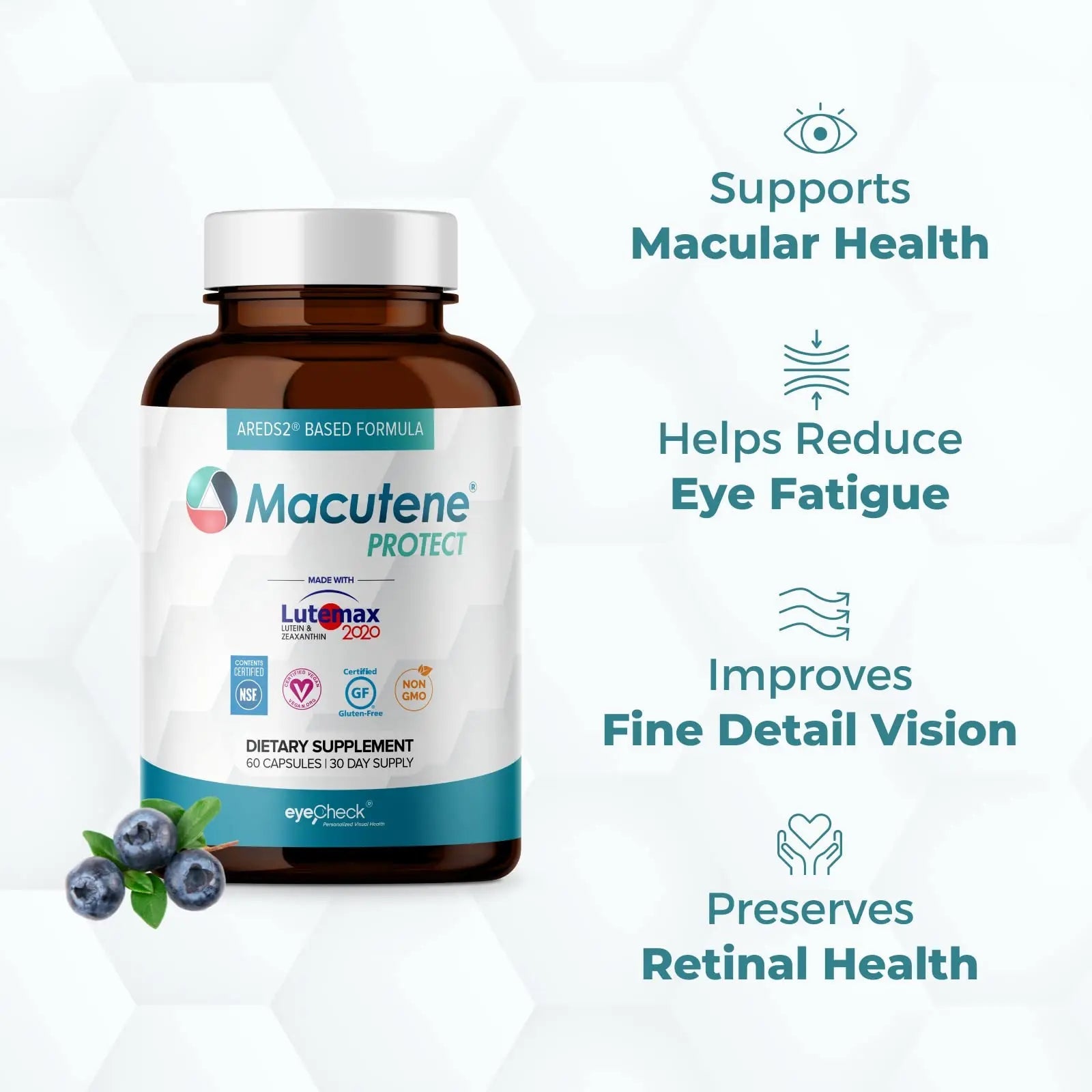 Natural Eye Health Vitamins with Bilberry Zeaxanthin Lutein - Macular Supp Eyecheck Au supplements