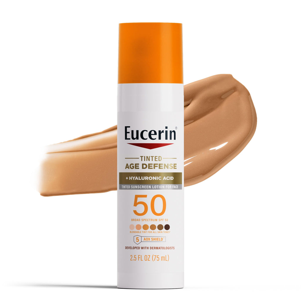 Eucerin Sun Tinted Age Defense Face Sunscreen Lotion SPF 50 with Hyaluronic Acid