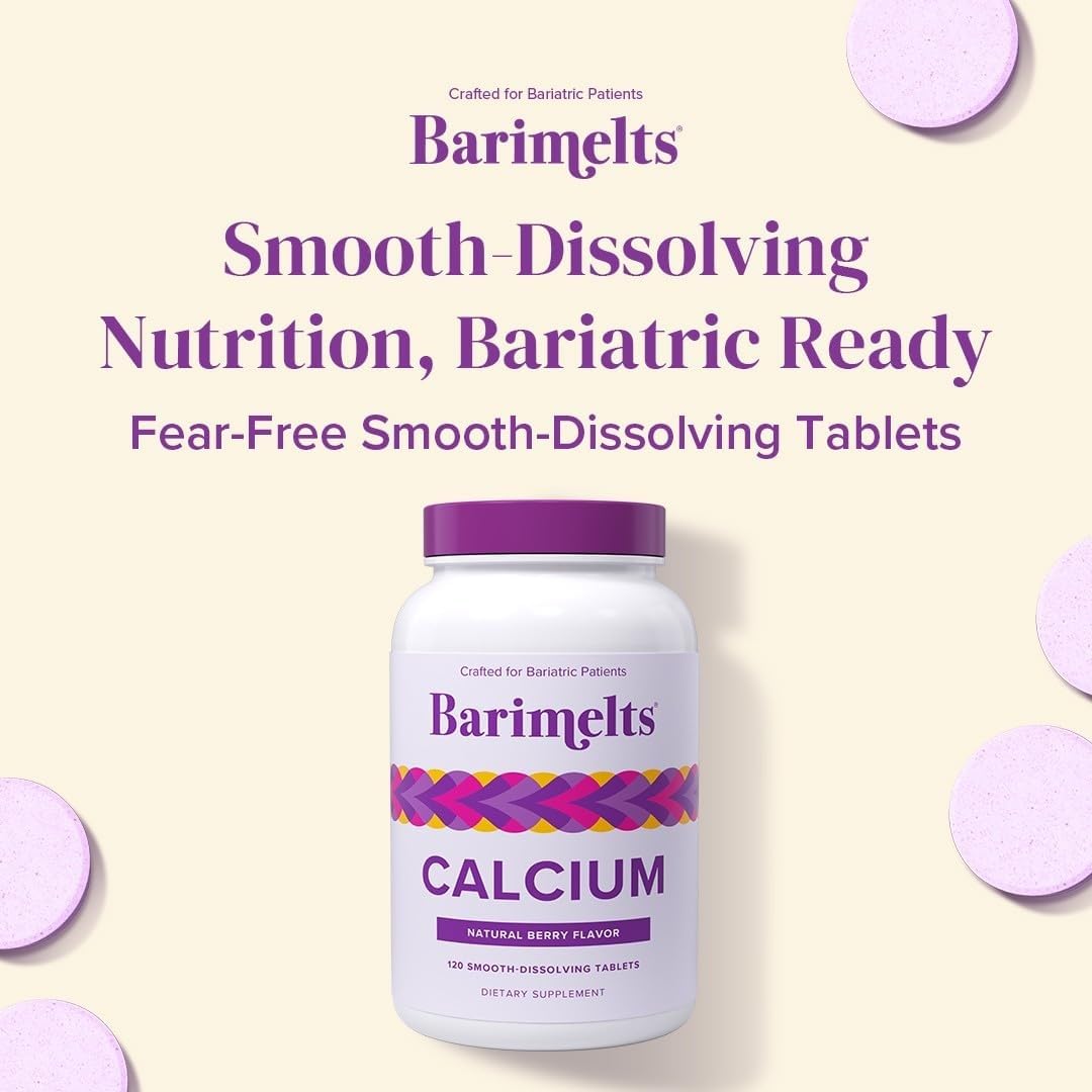 BariMelts Calcium Citrate with Vitamin D3 & Magnesium, 120 Smooth-Dissolving Tablets (1-Month Supply), Bariatric Calcium Supplements