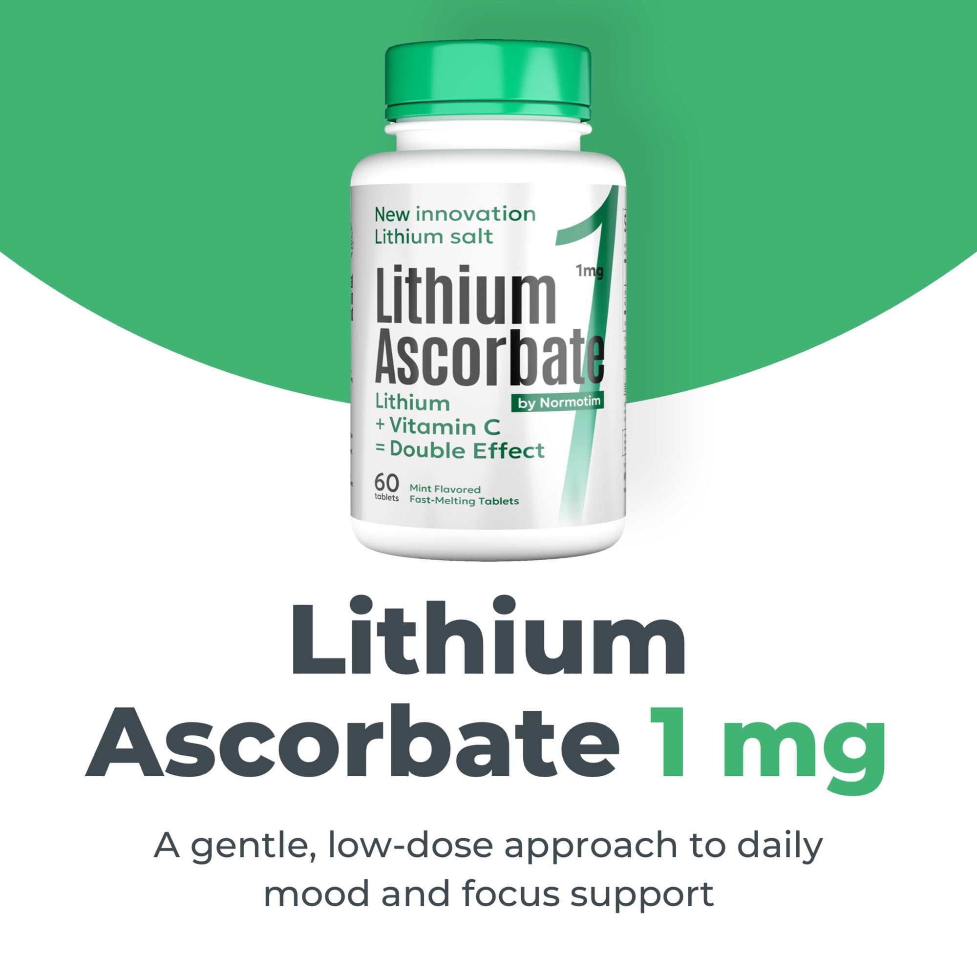 NORMOTIM Lithium Supplement 1 mg Tablets – Non-Drowsy Calm & Focus Support – Memory & Mental Clarity – Fast Dissolve – Compare to Lithium Orotate