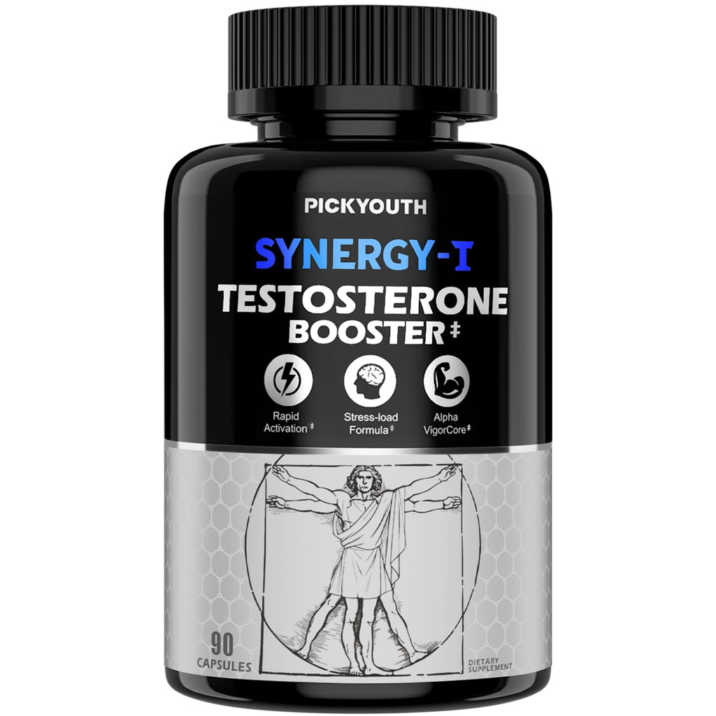 PickYouth Synergy-T Booster Supplement for Men, Total Male Performance, Liposomal Absorption System, 100% Transparency with Ashwagandha, DIM