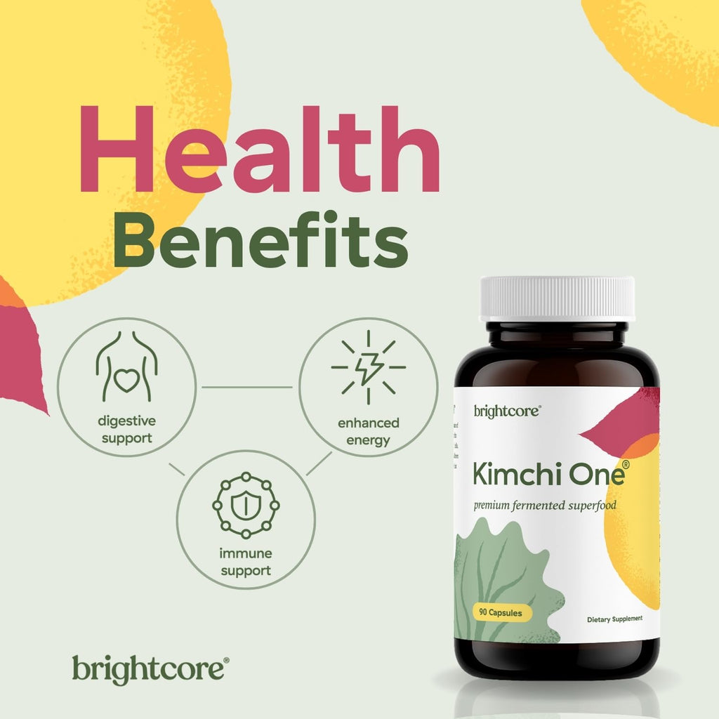 Brightcore Nutrition - Kimchi One, Kimchi Powder Capsules, Probiotics, Enzymes, & Antioxidant Supplement, Premium Gut Health Superfood