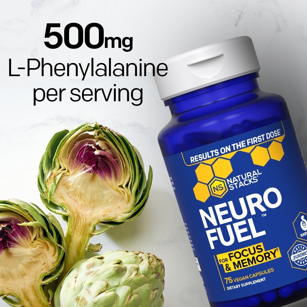 NATURAL STACKS Original NeuroFuel Nootropic Brain Support Supplement - 750mg L-Carnitine & 500mg L-Phenylalanine - Brain Supplement for Memory and Focus* - 75 Focus Pills NATURAL STACKS Au supplements