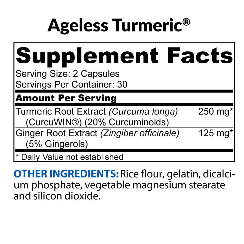 BioTrust Ageless Turmeric Supplement - CurcuWIN Turmeric Curcumin with Ginger Extract BioTrust Au supplements